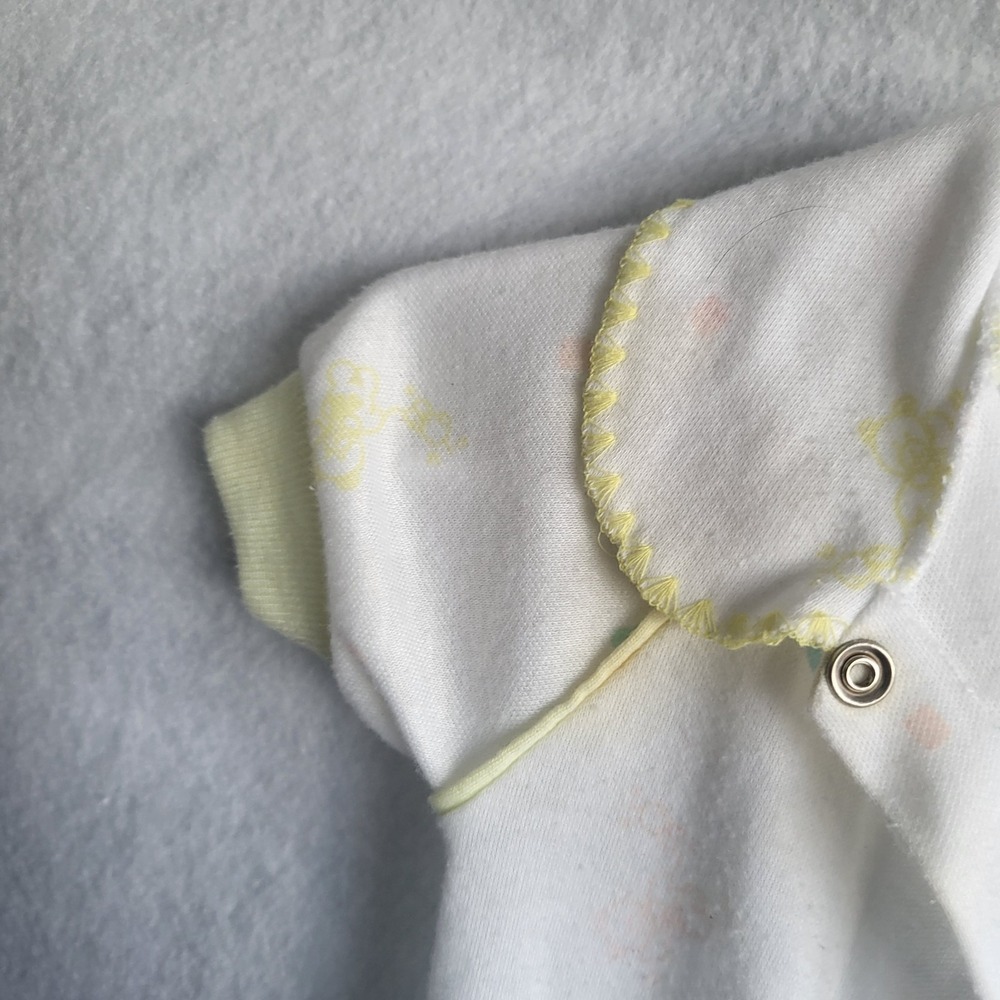 vintage sasson baby romper sleeper play outfit white yellow neutrals‎ medium - Picture 9 of 9